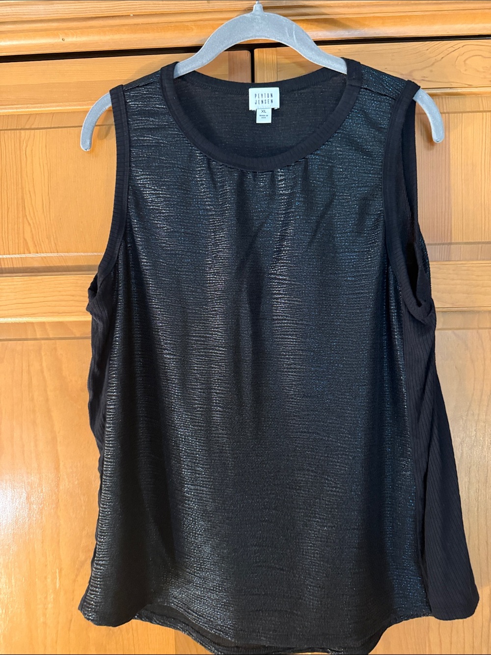 Peyton Jensen Black Sleeveless Shine Tank Top